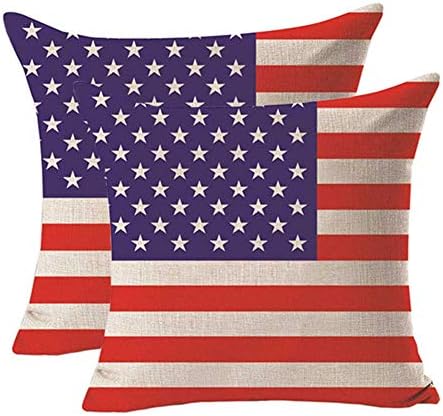 4 de julho, Decorações do Dia da Independência, listras de estrela American Bandle Capas de travesseiro conjunto de 2 decoração de casa Casco de linho de algodão Caixa de almofada