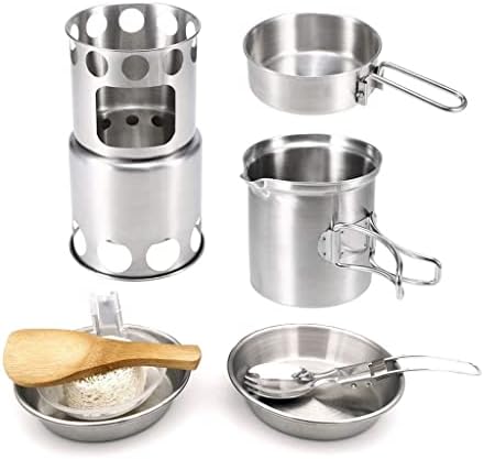 Gsportfis Camping Pot Conjunto de vanguarda dobrável Panções de madeira 304 kit de cozinha de aço inoxidável kit de cozinha