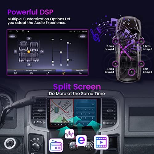 Estéreo de rádio para carro para Dodge Ram 2013-2018 1500 2500 3500, Android 11 Unidade de cabeça Toque de toque Tela construída em Apple CarPlay Andriod Auto DSP IPS Bluetooth GPS Navegação GPS