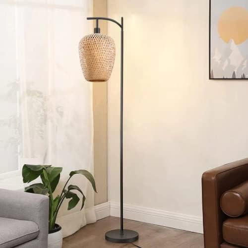 Danggeoi Boho Rattan Floor Lamp, lâmpada de cesta para a sala da fazenda Farride Floor Lamp com interruptor de pé ligado/desliga,