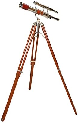 Artigo náutico de artesanato - Navirock Royal Vintage Moon Arco Telescópio Cromo acabamento de madeira/bronze telescópio