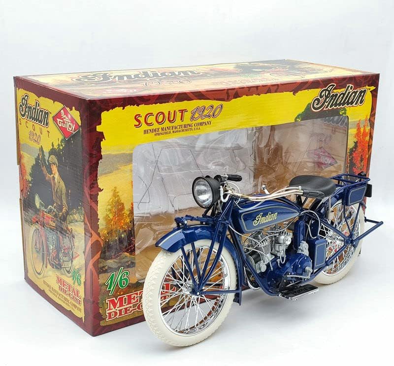 Guiloy 1: 6 Scalel for Indian Scout 1920 Motorcycles 16231 - Blue Uso Metal Diecast Model Toys Car coleção limitada