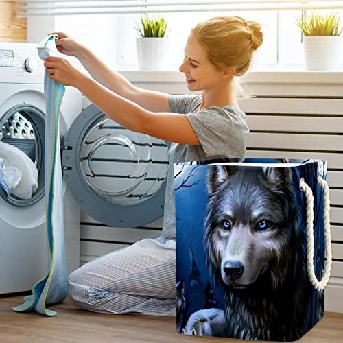 Animal de lobo Indicador Lavanderia grande cesto de roupas prejudiciais à prova d'água cesta de roupas para roupas de brinquedos,