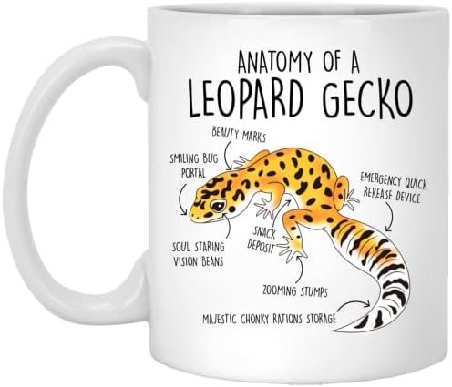 Caneca de café com lagartana de leopardo, presente fofo de réptil, amante de lagartixas, copo de lagarto engraçado, presente