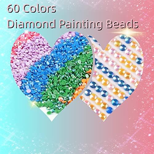 DIYYIDER 5D Diamante Pintura de contas - 12000 peças 60 cores AB exercícios redondos com pintura de diamante 120 tags papel de etiqueta para diamante DOTZ Acessórios artesanato de arte