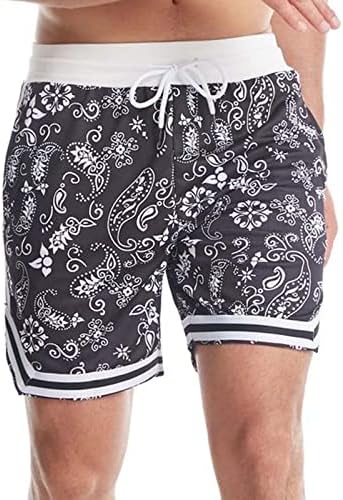 Shorts casuais de shorts masculinos NW Bandana preta shorts fitness shorts esportivos rápidos de esportes respiráveis