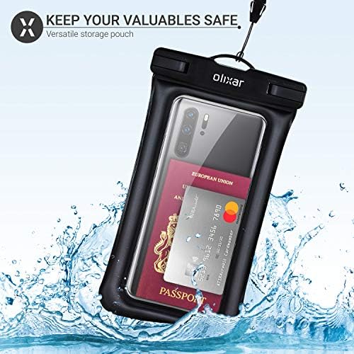 Bolsa de telefone à prova d'água da OLIXAR para iPhone XR - bolsa impermeável submersa - [Design Universal] - Para smartphones de até 6,8 - Strap de cordão destacável - preto