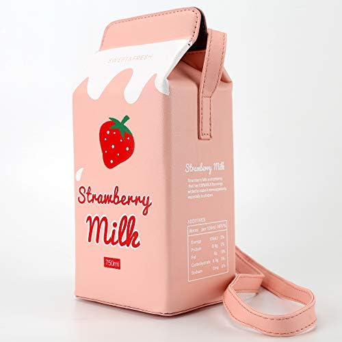 Qiming vaca aparência caixa de leite saco de bolsa crossbody, carteira de ombro de telefone PU para mulheres meninas