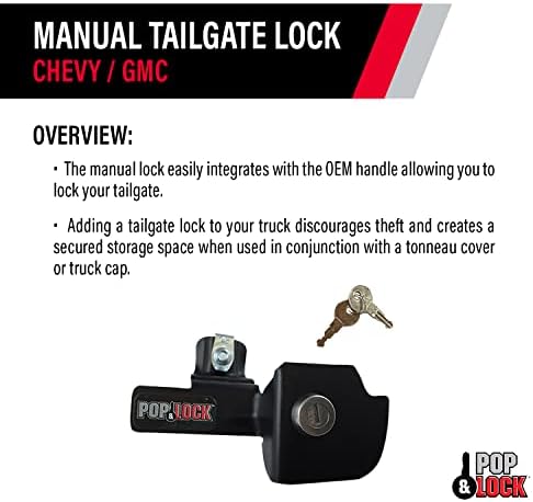 Pop & Lock - Lock manual da porta traseira para Chevy Silverado e GMC Sierra, se encaixa nos modelos 1999 a 2007