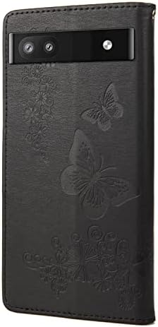 Pixel 6a Case Carteira, diário de Mavis Luxury Butterfly Relessed Leather Folio Cover compatível com o Google Pixel 6A, capa de