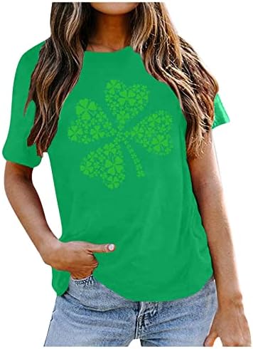 Akollsppnsy St. Patricks camisa camisetas de verão de manga curta de tamanho de tamanho grande o pescoço casual feminino tops