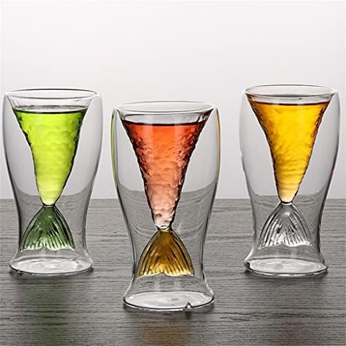 Seijy Sereia Copa Moda Decoração Criativa Juice Drink Sorvete Double Double Transparente Copa Relino Vinho de Vinho de Vidro Copo de Vidro