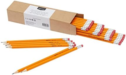 Basics Chisel Tip, marcadores de tinta fluorescente, cores variadas - pacote de 12 e lenha 2 lápis, pré -nítido,