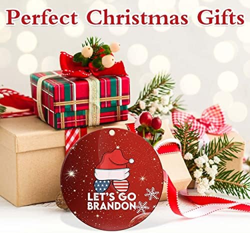 3pack Lets Go Brandon Christmas Ornament, 2021 Ornamento de Natal, Guny Novely Gift Decorações de árvores de Natal redondo
