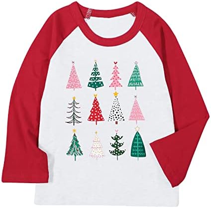 Camisa de árvore de Natal Criança criança meninas meninos Feliz Christmas Tshirt Xmas Santa de manga longa Raglan Tee Tops
