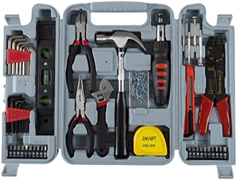 Kit de ferramentas de 130 peças - Ferramentas e melhoria da casa com martelo, chaves, chave de fenda, alicates e mais - caixa