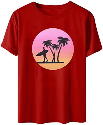 Hawaii Beach Shirts Feminina Palmina Palmeira Surfada de Camiseta Crewneck Tee Tops Túnula de férias casual de férias