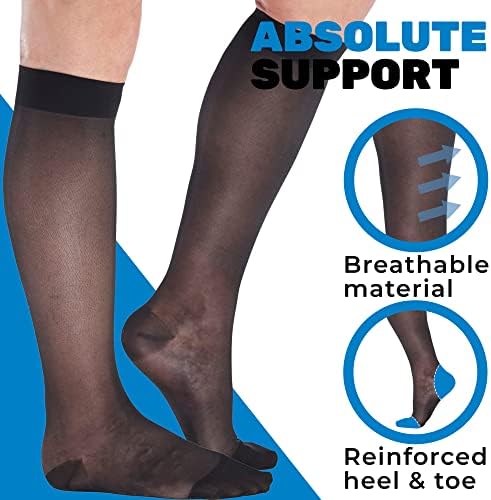 Meias de compressão pura 20-30mmHg para mulheres - Feito nos EUA - vestido joelho oi nylon suporte de apoio