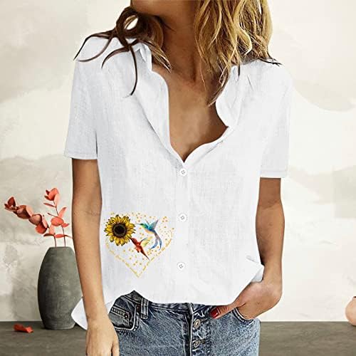 Blouses de verão feminino camisa de linho de algodão confortável camisas de manga curta