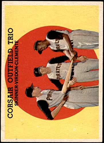 1959 Topps # 543 Corsair Outfield Trio Roberto Clemente/Bill Virdon/Bob Skinner Pittsburgh Pirates Ex/Mt Pirates