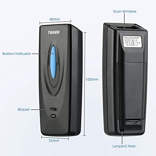Tharo 1D Mini 3 em 1 Bluetooth Bar-Code Scanner, compatível com a função Bluetooth e conexão sem fio e sem fio de 2,4 GHz com Windows, Mac, Android, telefones iOS, tablets ou computadores