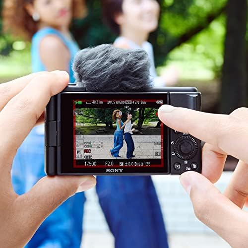 Câmera Sony ZV-1F VLOG para criadores de conteúdo e vloggers com kit de acessórios VLogger, microfone de espingarda pequeno