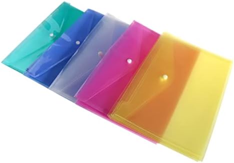 Operitacx 20pcs sacos organizadores claros Pastas de arquivo colorido Envelope colorida Pasta de documentos nítidos com botão de