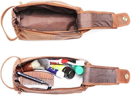 Bolsa de higiene pessoal de couro de búfalo da cidade rústica: Kit de barbear e dopp de viagem vintage: Para produtos de higiene