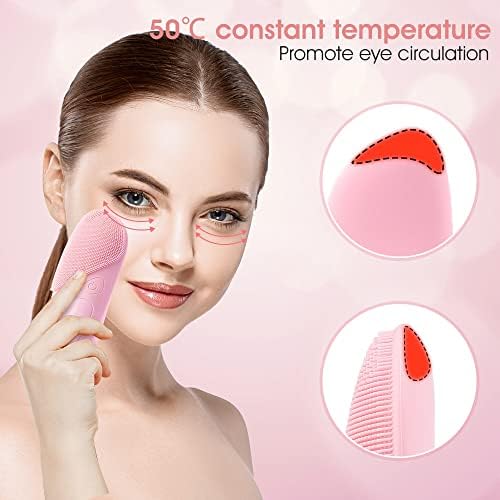 Instrumento de limpeza facial elétrica Silicone Brush Facial Massager Facial Beauty Eye Instrument Compress Hot Compression Massage USB Carga