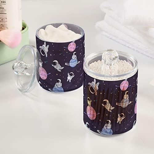 UMIRIKO 4 PCS SPACE ASTRONAUTE CARTO DE 10 OZ QTIP DISPENSOR DE QTIP PARA BALA DE CLOGON, SWAB, algodão redondo, Floss - Jarra de boticário de plástico Conjunto de Jar