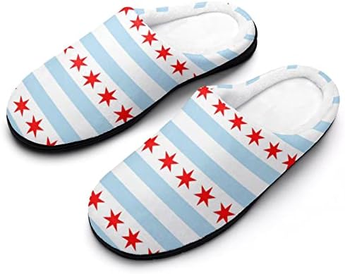 Flag de chinelos da casa feminina de Chicago com espuma de memória que quente não deslize sapatos caseiros internos