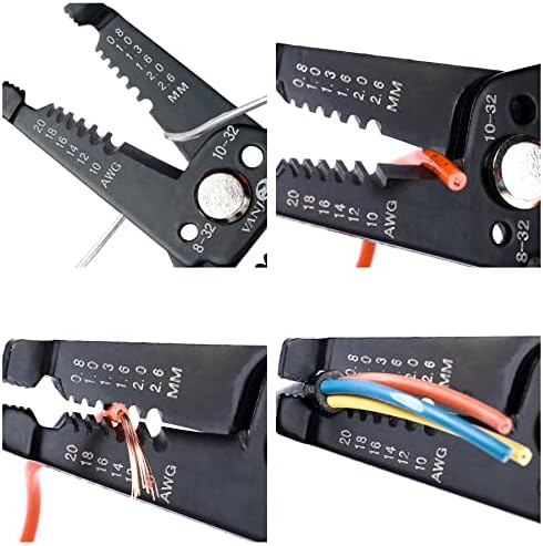 Vanjoin Wire Stripper Cutter Ferramenta para AWG 10-20, Profissional Crecutter de fio de fio de fio de cobre de 7 polegadas