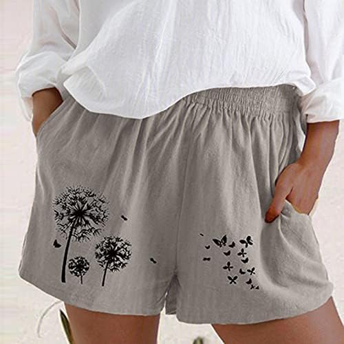 Miashui Board Shorts Imprima Mulheres Elásticas Moda de Moda Algodão Cantura Loja de Verão Casual Casual Pontas femininas