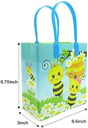 Tinymills Honey Abelhas Favor Favor de Treat Sacos - Mel abelhas Bumble Bees Goody Bags com alças para o chá de bebê de festa de aniversário, pacote de 12