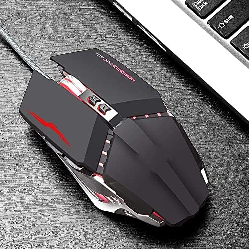 DailyInt Mouse LED Mouse de jogo com rede com rede, mouse de computador USB de 6-Button, 3200 dpi, acessórios para desktop de laptop, acessórios para desktop