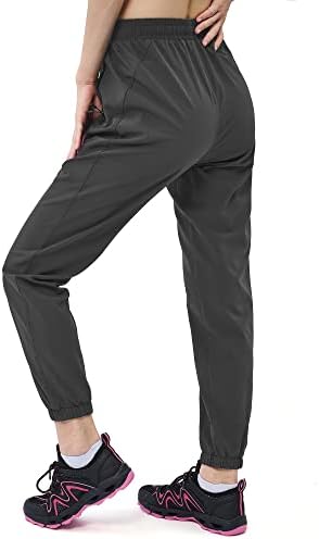 Calças de corrida feminina de Mello com bolsos com zíper - pista de cordão Pant Rick Dry Lightweight - Calças casuais cônicas atléticas