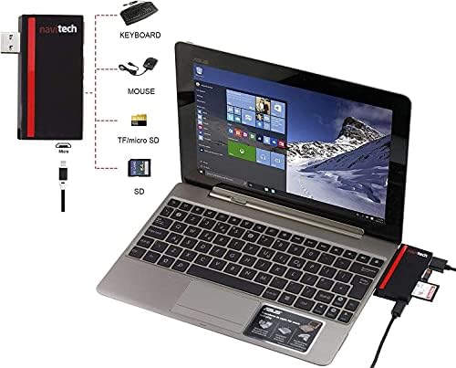 Navitech 2 em 1 laptop/tablet USB 3.0/2.0 Adaptador de cubo/micro USB Entrada com SD/micro sd leitor de cartão compatível com Lenovo 100e Chromebook Gen 3