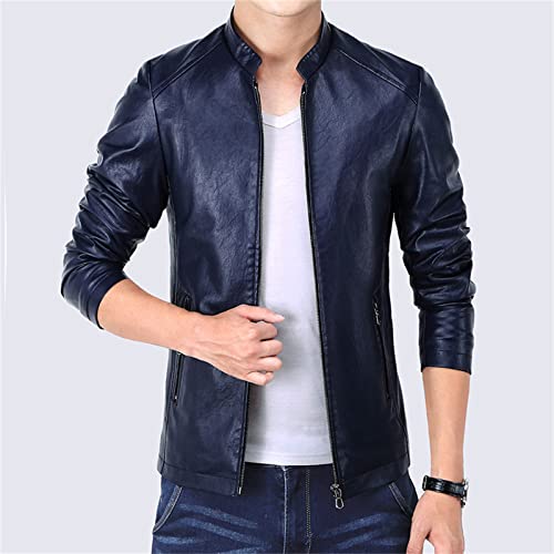 Men Jacket Casual Faux Leather Biker