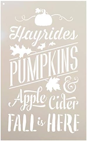O outono está aqui estêncil por Studior12 | Hayrides | Abóboras | Cidra de maçã | Folhas | DIY Autumn Farmhouse