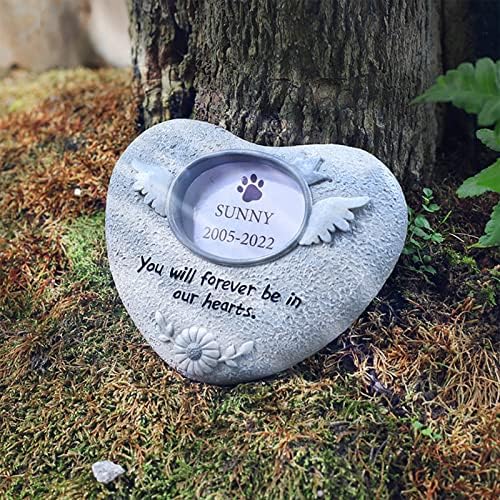 Uqiangy Recall Tombstones Pet Dog ou gato Memorial Pedra personalizada com cão de foto à prova d'água ou marcadores de gatos em gramados e escultura de jardim de elefante de jardim