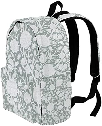 Mochila de viagem VBFOFBV para mulheres, caminhada de mochila ao ar livre esportes mochila casual Daypack, planta de flor branca cinza vintage