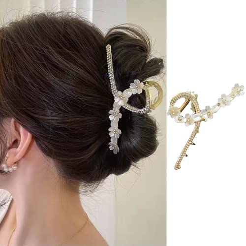 Clipes de flores metal clera clipe de garra elegante acessórios de cabelo de flor de flor de flor branco ornamentos de cabelo