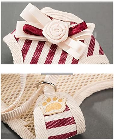 Chicote de cão de gato e coleira, decoração floral, tecido confortável, ajustável, adequado para gatos, m
