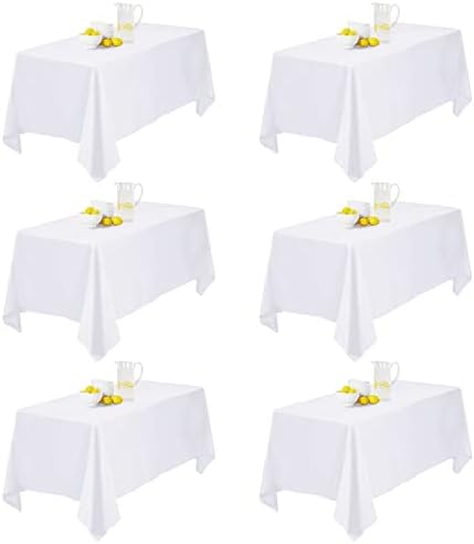Taniash 6 embalam toalhas de mesa brancas para mesas de retângulo 60 x 102 polegadas, toalha de mesa de poliéster resistente