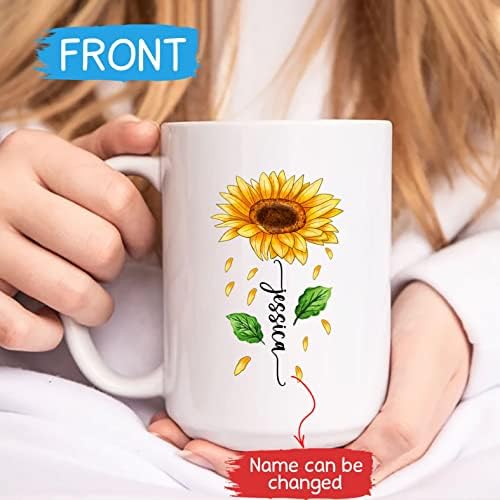 Conselho de uma caneca de café de girassol, caneca de cerâmica de girassol personalizada para amantes de girassol, presentes