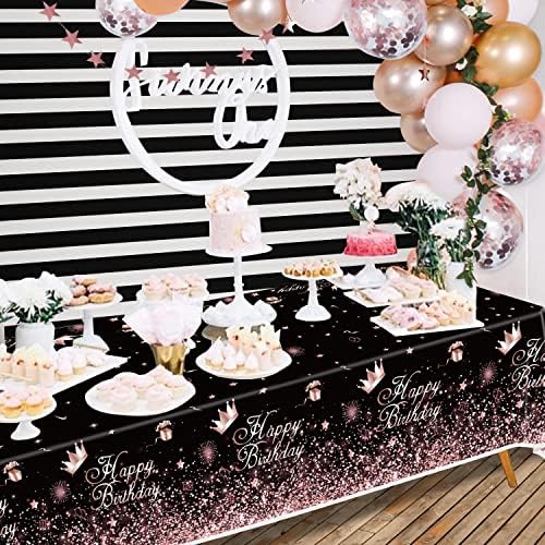 Toca de mesa de plástico de ouro rosa preto de inspireyee, 86 x 51 polegadas pretas Rose Gold Party TowBovers para suprimentos