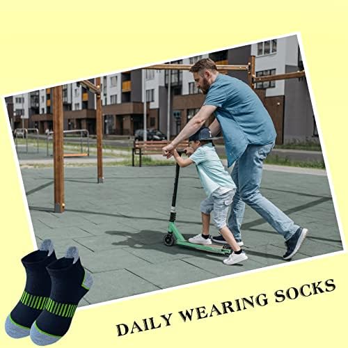Jamegio Boys Meias 12 pares meias atléticas de tornozelo meias de almofada de baixa almofada para crianças pequenas de crianças grandes de 3 a 10 anos