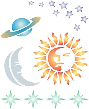 Estêncil Celestial - Sun Moon estrelas de arte decoração de estênceis para cartões de pintura