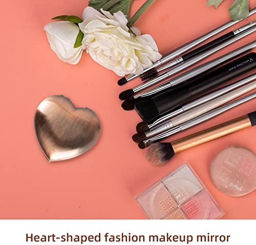 Eyidadae Mini Vintage Heart Elegante Makeup Mirror, portátil 1x/2x Linente