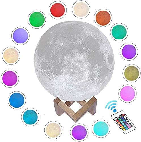 Gahaya 16 Colors Moon Lamp, Remote & Touch Control, Luna Luna impressa em 3D, material de PLA, recarga USB, presente